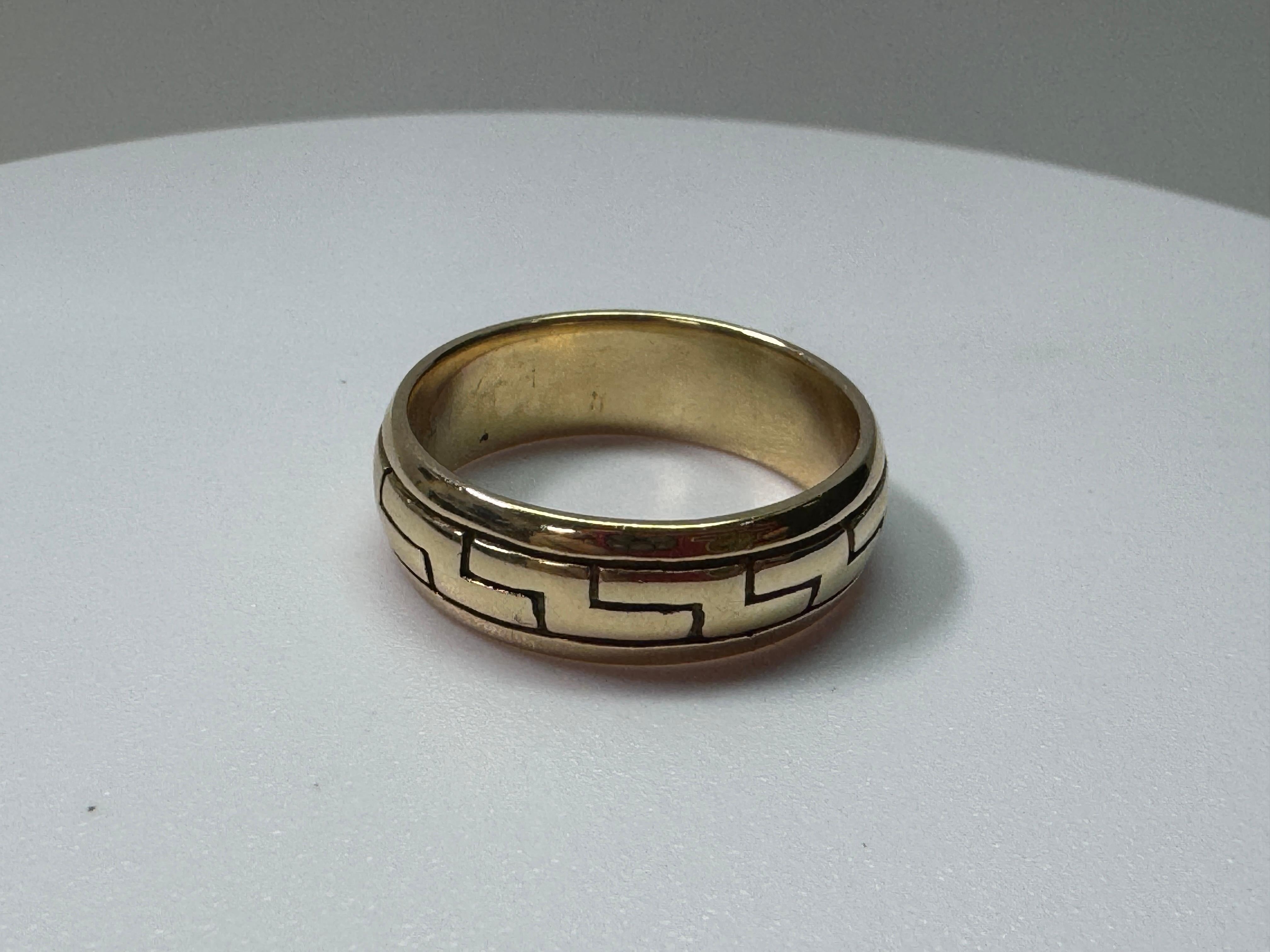 Women's or Men's Yellow Gold Greek Key Ring For Sale