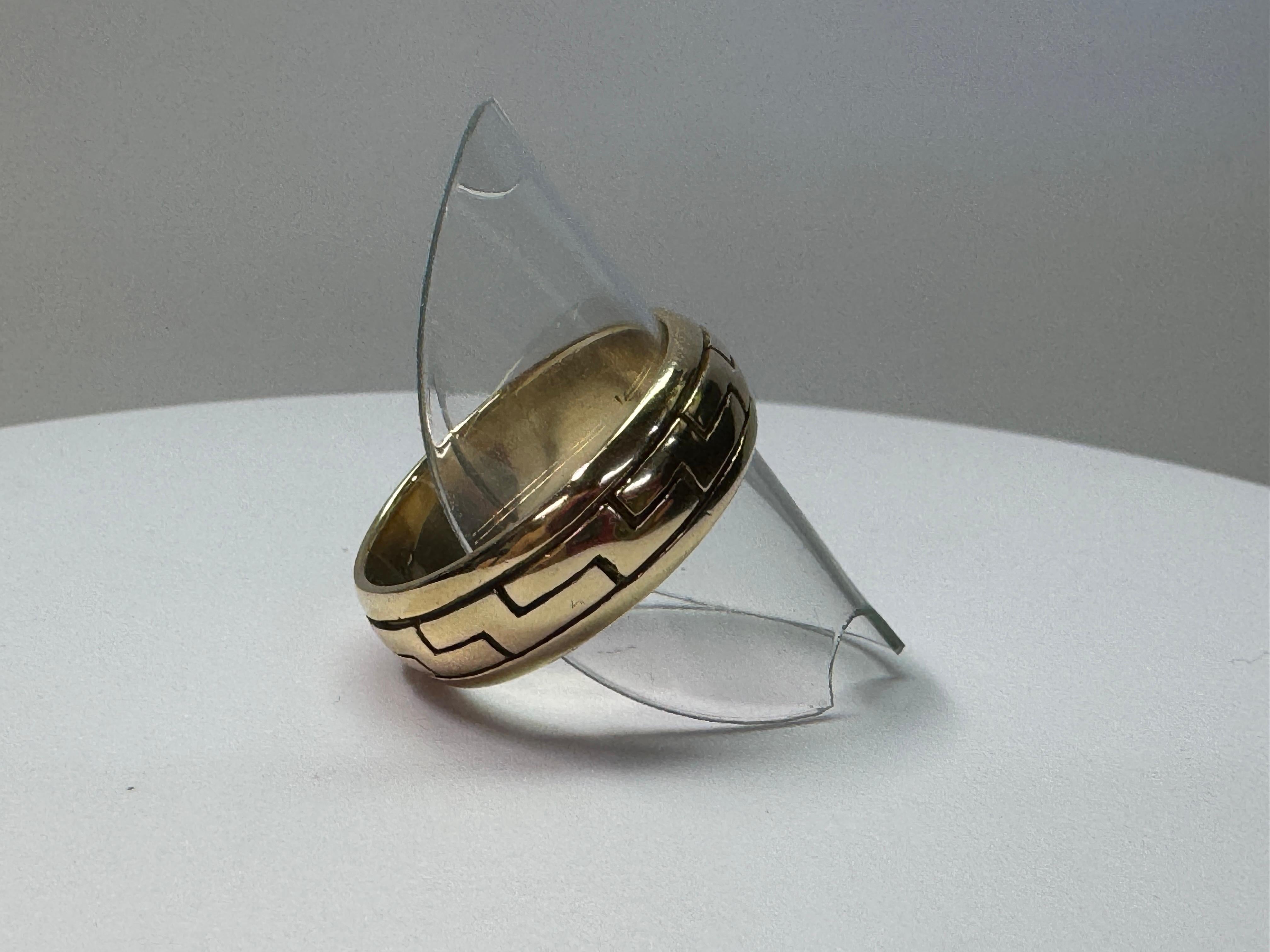 Yellow Gold Greek Key Ring For Sale 2