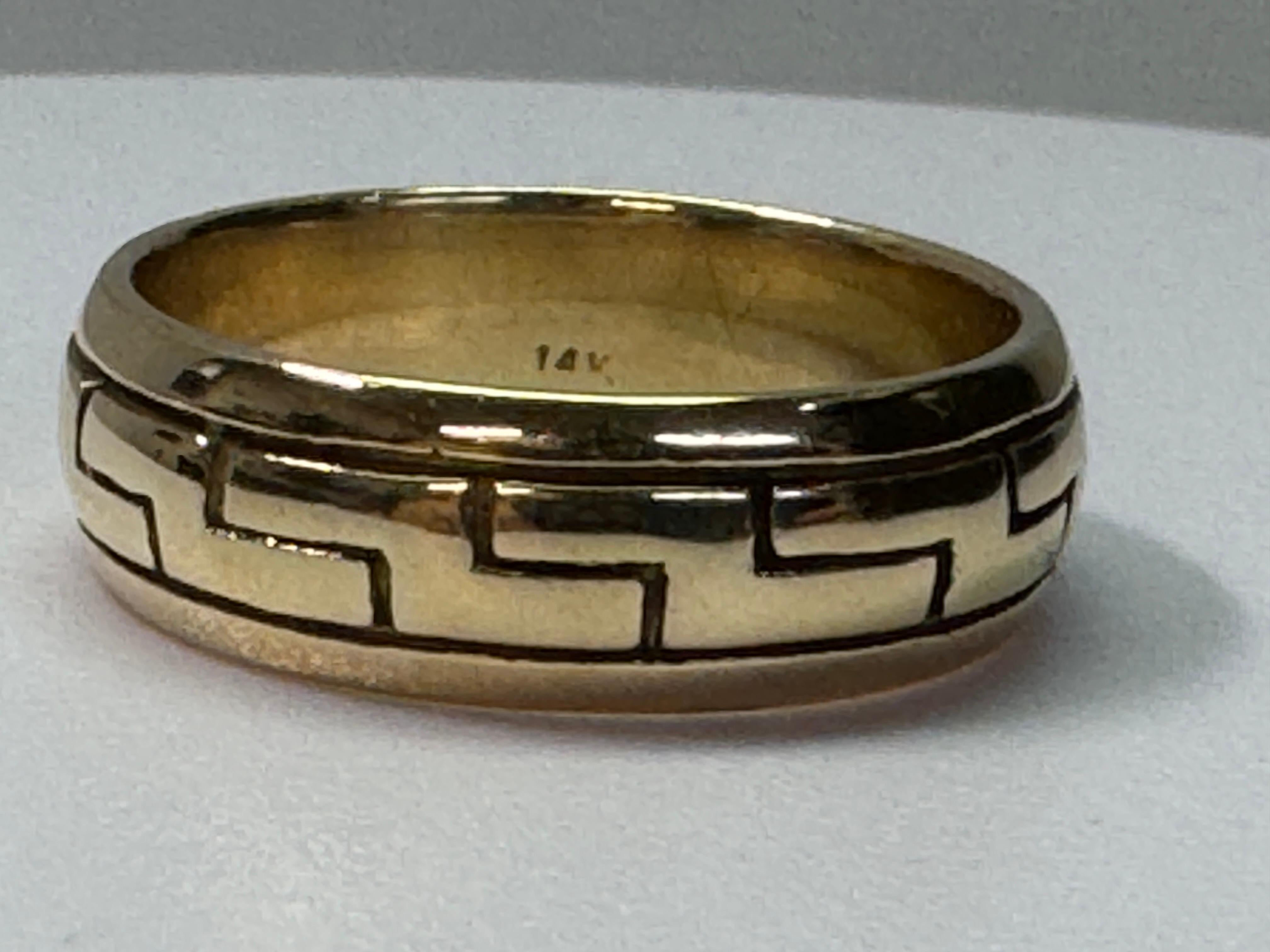 Yellow Gold Greek Key Ring For Sale 4