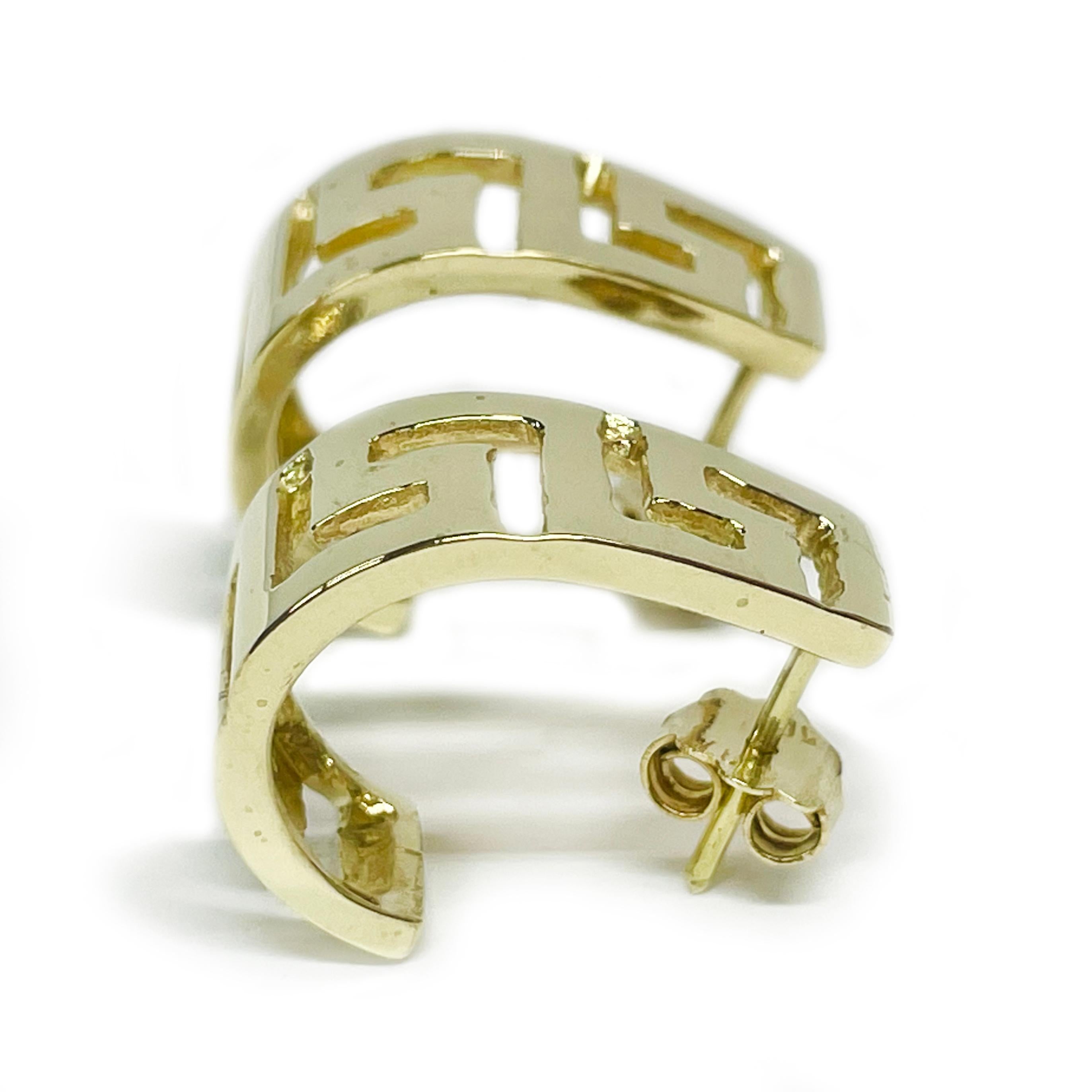 gold greek key hoop earrings