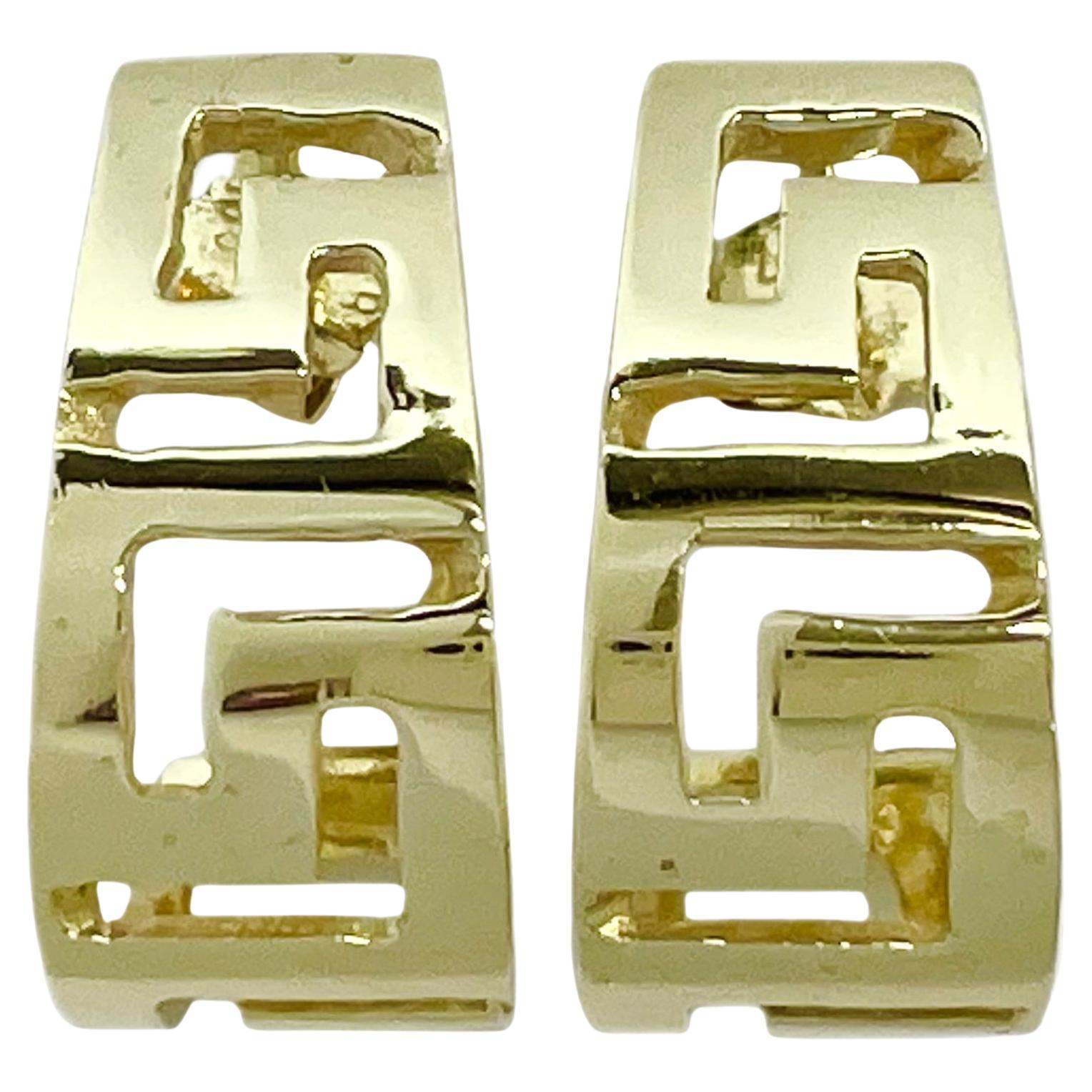 Charmsy Orecchini A Cerchio In Argento 925 Con Motivo Greco – 23x16 Mm, Rivestimento Antiossidante, Regalo In Scatola