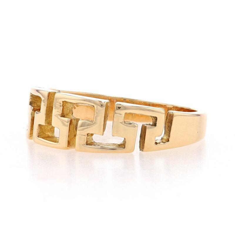 Yellow Gold Greek Key Statement Band - 18k Geometric Ring In Excellent Condition For Sale In Greensboro, NC