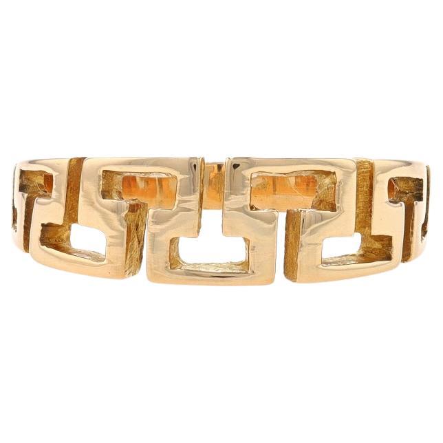 Yellow Gold Greek Key Statement Band - 18k Geometric Ring For Sale