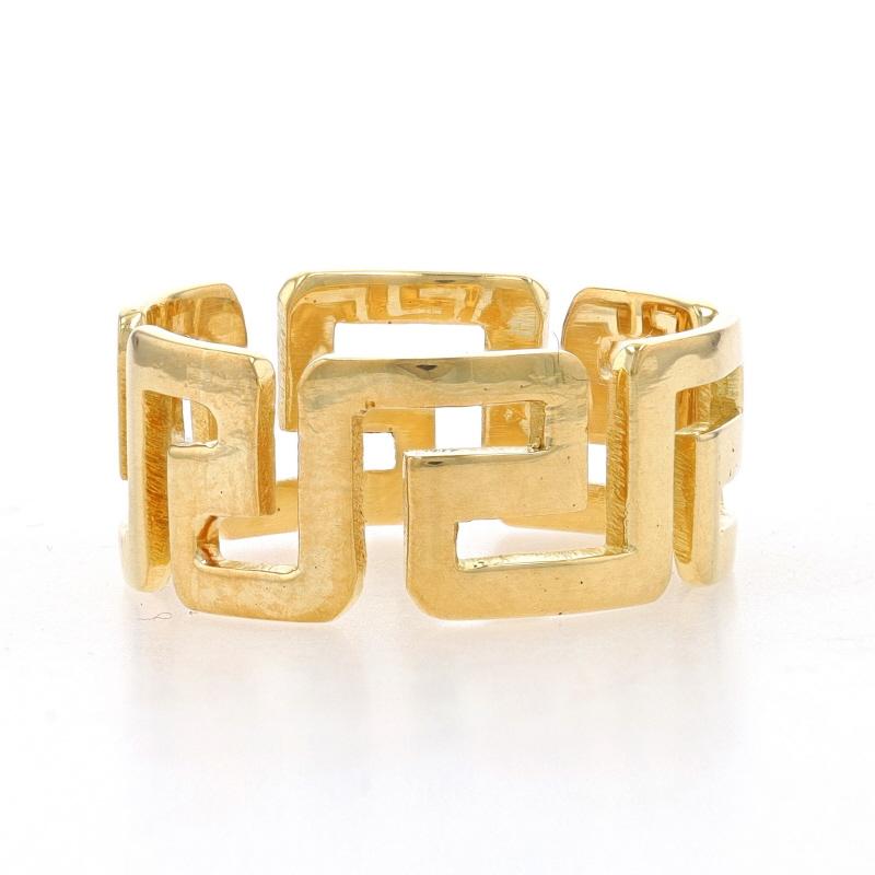 Yellow Gold Greek Key Statement Band - 18k Ring Size 8 In Excellent Condition For Sale In Greensboro, NC