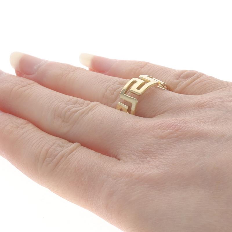 Women's Yellow Gold Greek Key Statement Band - 18k Ring Size 8 For Sale