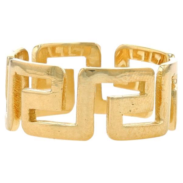 Yellow Gold Greek Key Statement Band - 18k Ring Size 8 For Sale