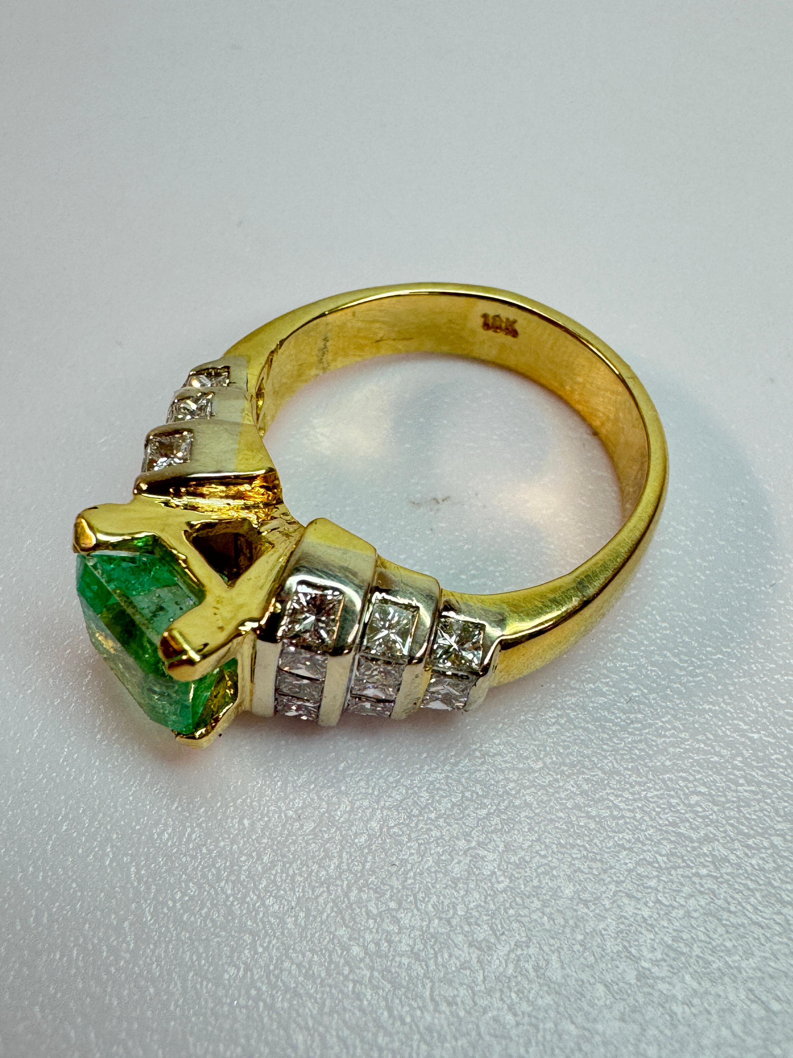 Yellow Gold Green Beryl Diamond Ring For Sale 4