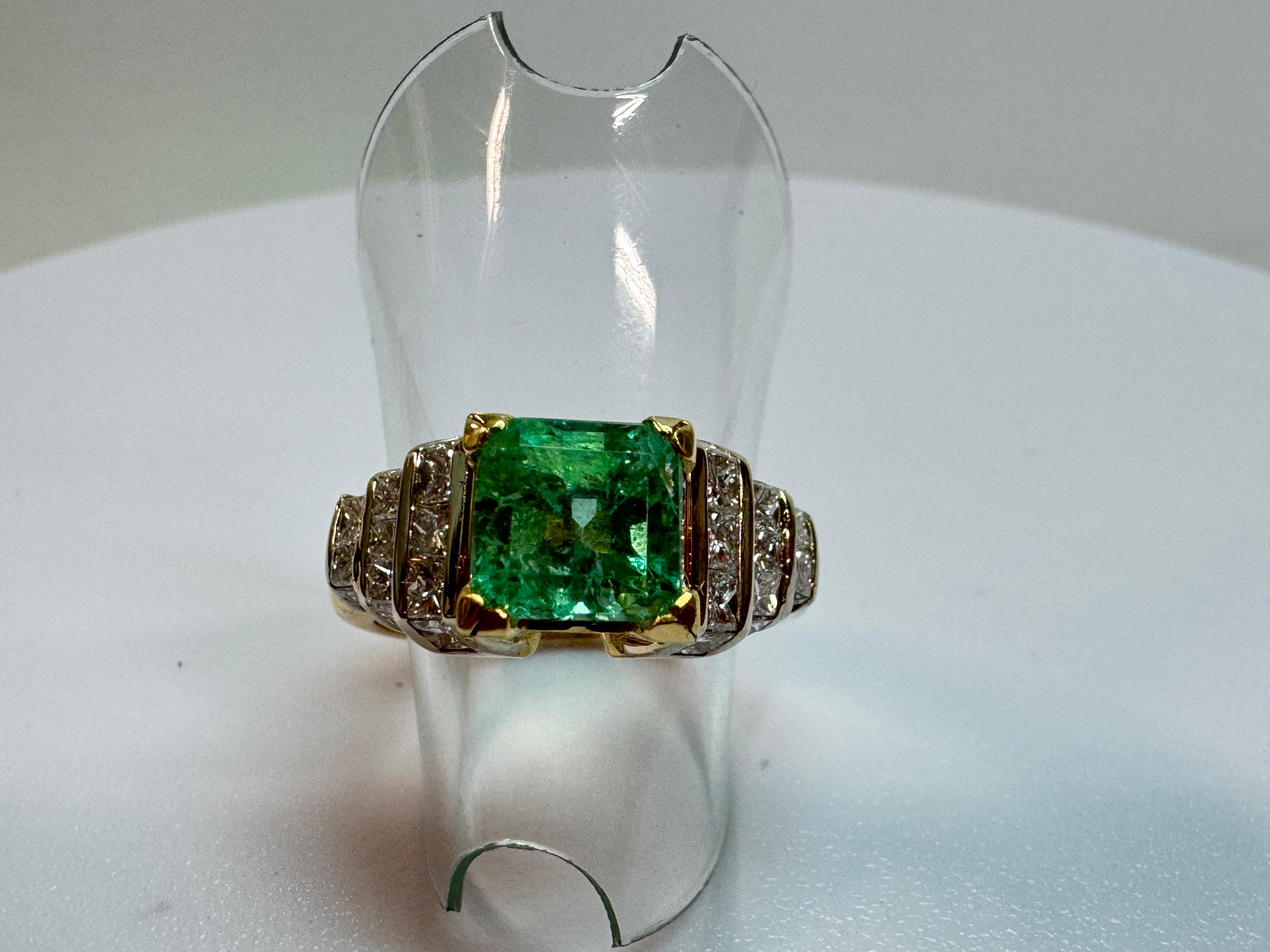 Yellow Gold Green Beryl Diamond Ring For Sale 5