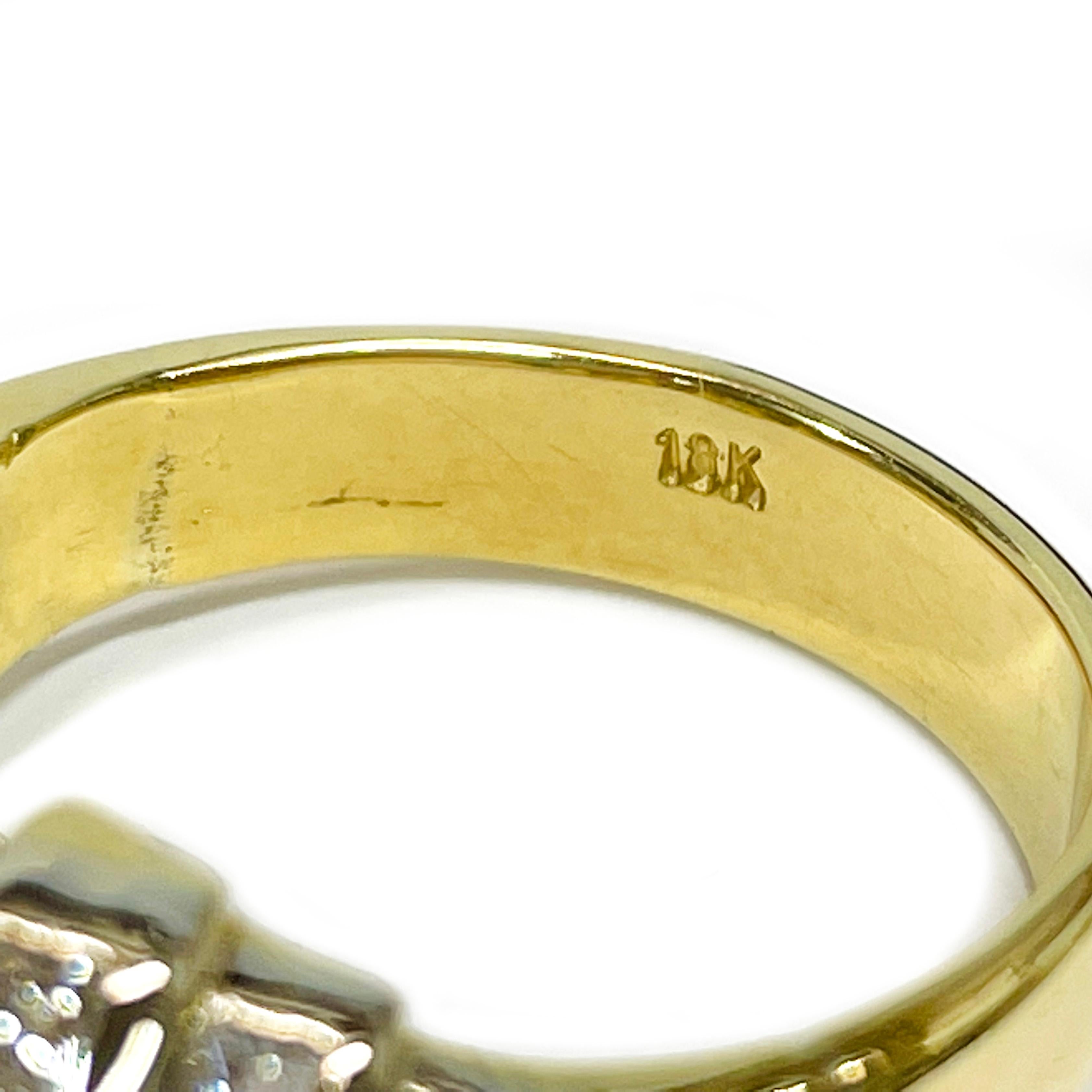 Yellow Gold Green Beryl Diamond Ring In Fair Condition For Sale In Palm Desert, CA