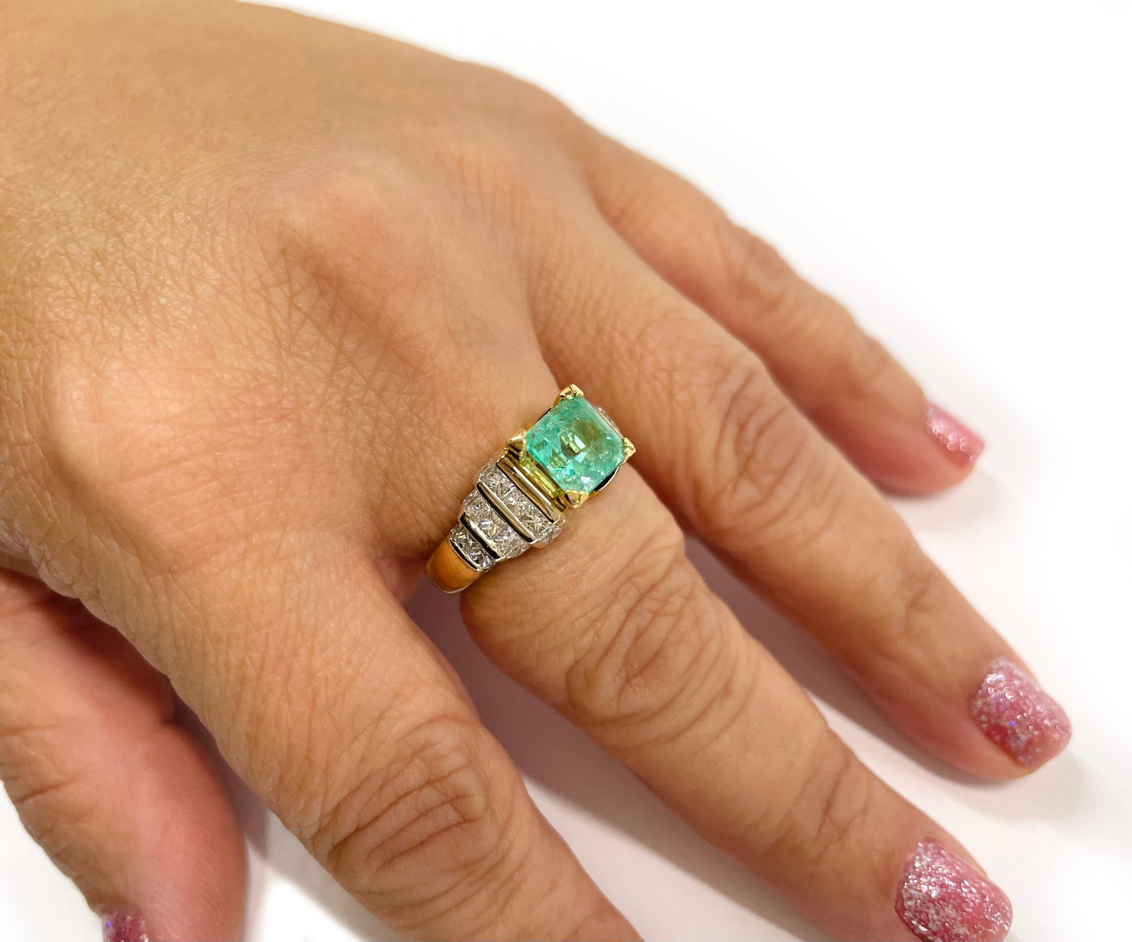 Yellow Gold Green Beryl Diamond Ring For Sale 1