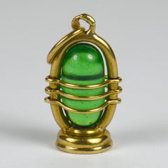 Yellow Gold Green Paste Lantern Charm Pendant