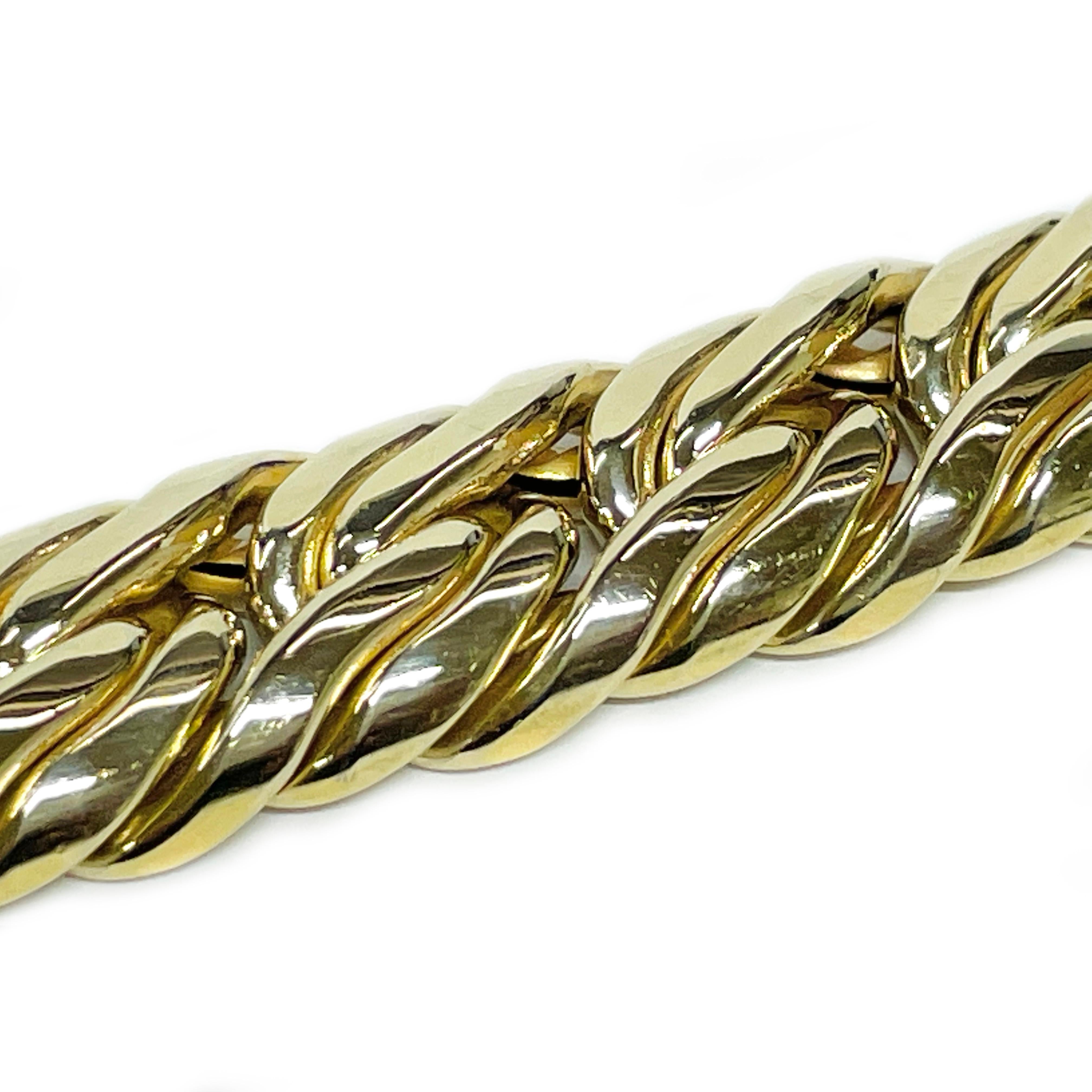 Retro Yellow Gold Green Tourmaline Link Bracelet For Sale