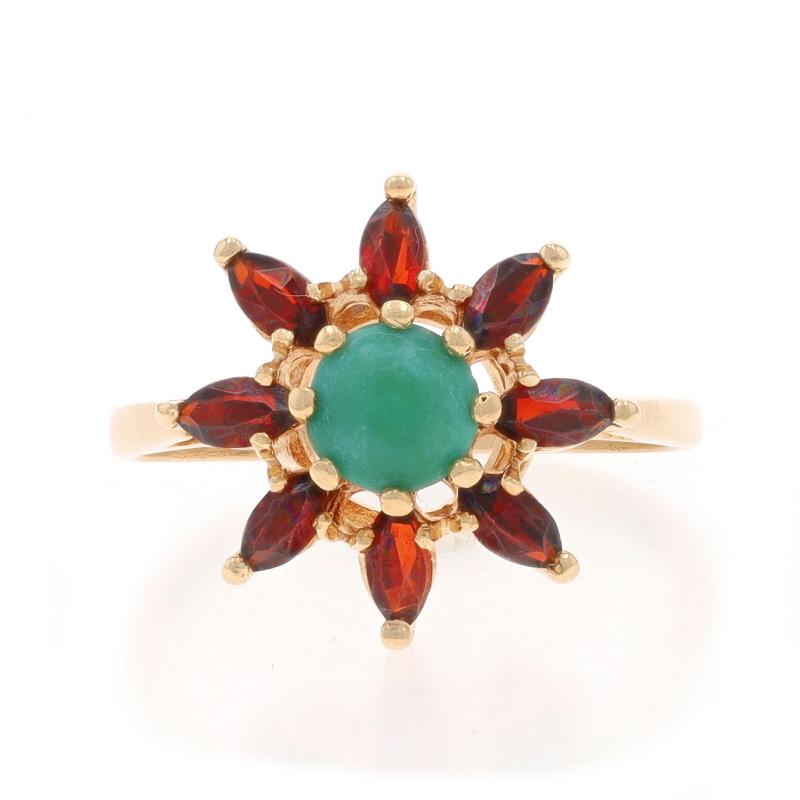 Taille : 5 3/4
Frais de taille : Up&Up 3 tailles pour $40 ou Down 2 tailles pour $40

Époque : Vintage

Contenu du métal : Or jaune 14k

Informations sur les pierres

Turquoise verte naturelle
Traitement : Amélioration de routine

Grenats