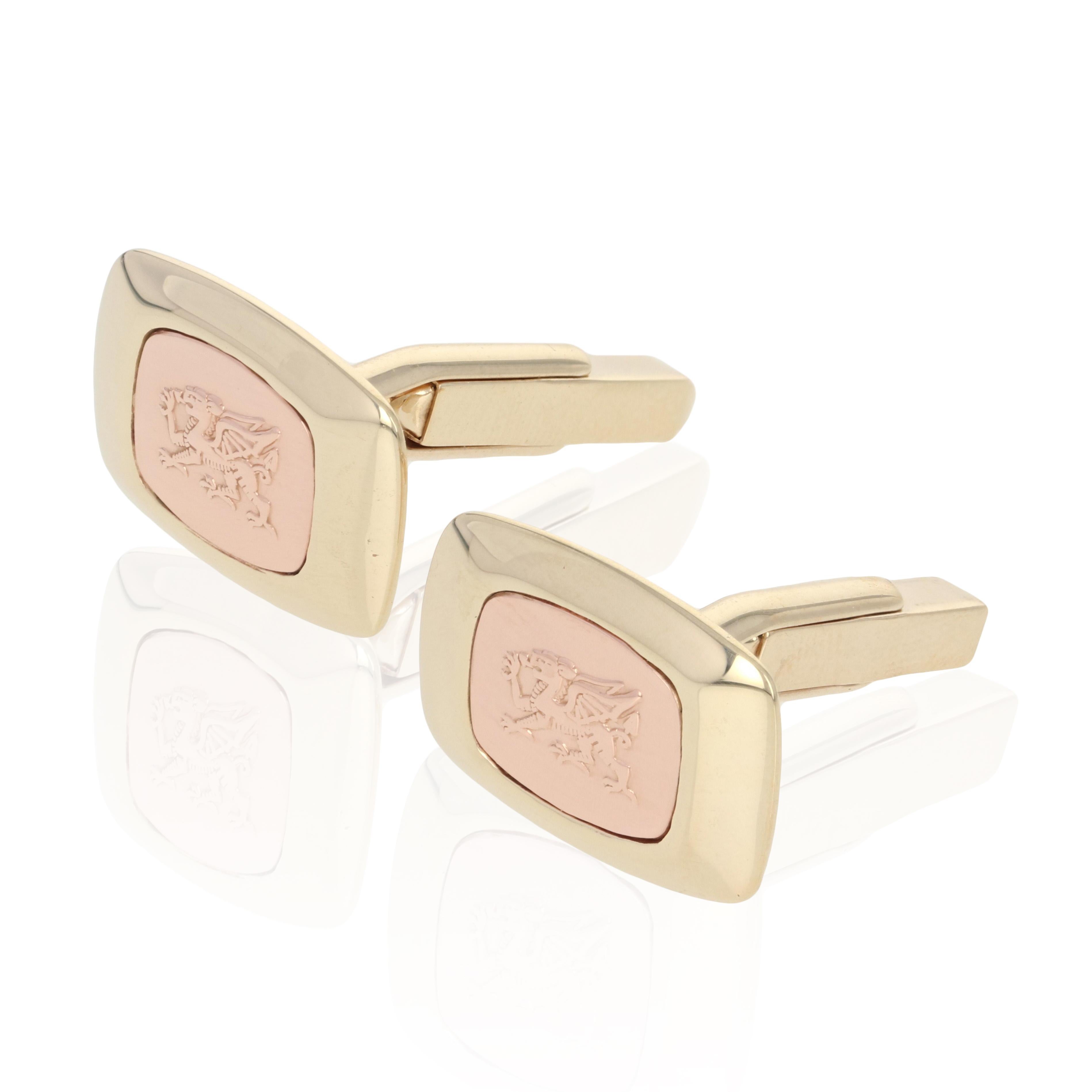 Metal Content: Guaranteed 9k Gold as stamped (yellow and rose)
Each Cufflink's Face: 17/32