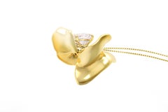 Certified No Heat Padparadscha Pink Sapphire Yellow Gold Pendant Necklace