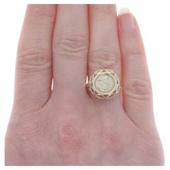 Gelbgold Guardian Angel Coin Statement-Ring - 10k
