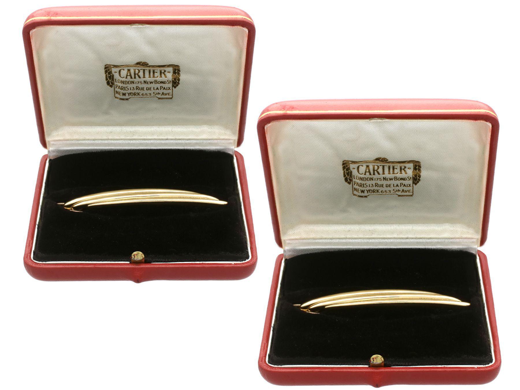 Cartier Vintage 18k Yellow Gold Hair Clips For Sale 2