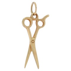 Used Yellow Gold Hair Cutting Shears Charm 14k Barber Beautician Hairdresser Scissors