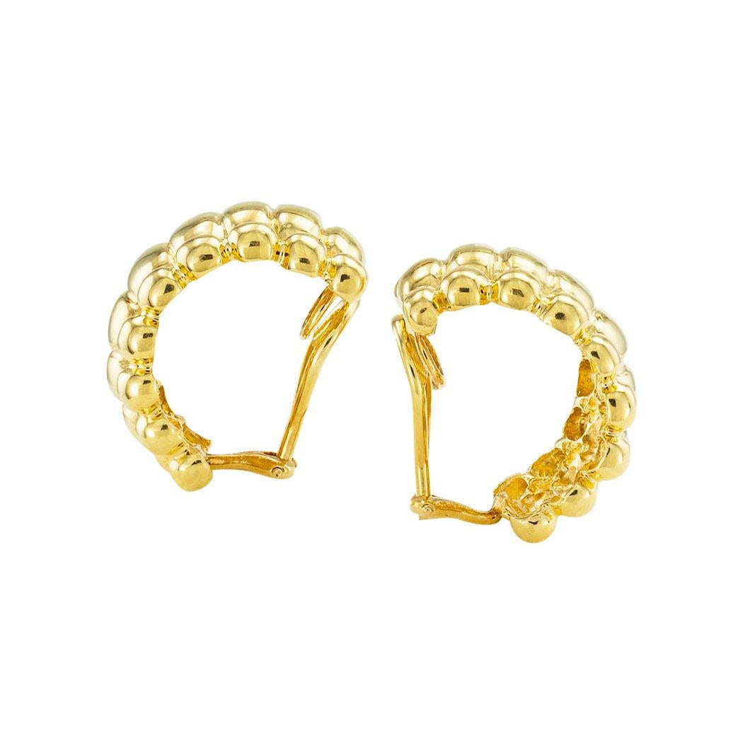 polished gold long tapered hoop clip earring