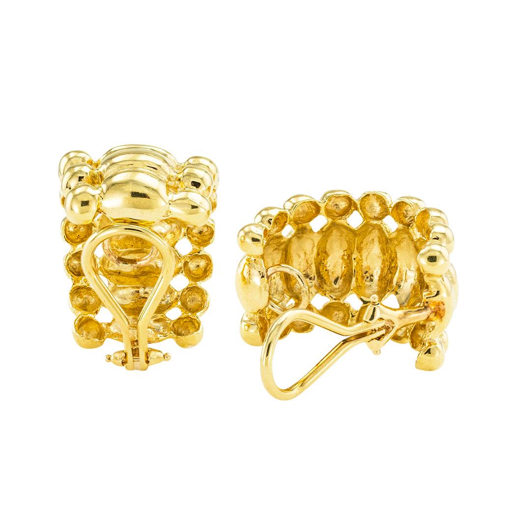 Boucles d'oreilles à clip en or jaune avec demi-cercle Pour femmes en vente