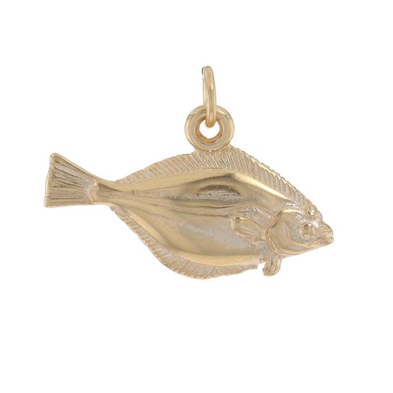 Metal Content: 14k Yellow Gold

Theme: Halibut, Flat Fish

Measurements

Tall (from stationary bail): 9/16