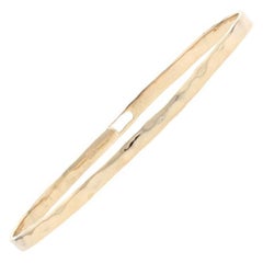 Yellow Gold Hammered Bangle Bracelet, 14k Oval