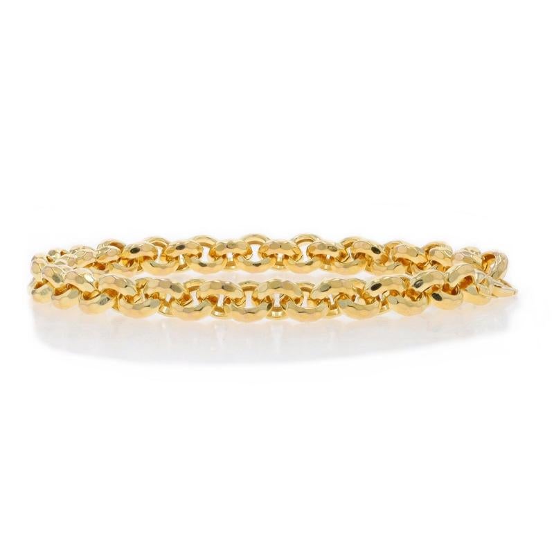 Women's Yellow Gold Hammered Rolo Chain Bracelet 8