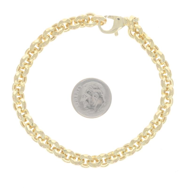 Yellow Gold Hammered Rolo Chain Bracelet 8