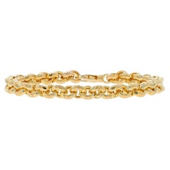 Yellow Gold Hammered Rolo Chain Bracelet 8" - 14k Italy