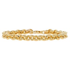 Bracelet à chaîne rolo martelé en or jaune 8" - 14k Italie