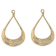 Yellow Gold Hammered Teardrop Loop Earring Enhancers - 14k Stud Jackets