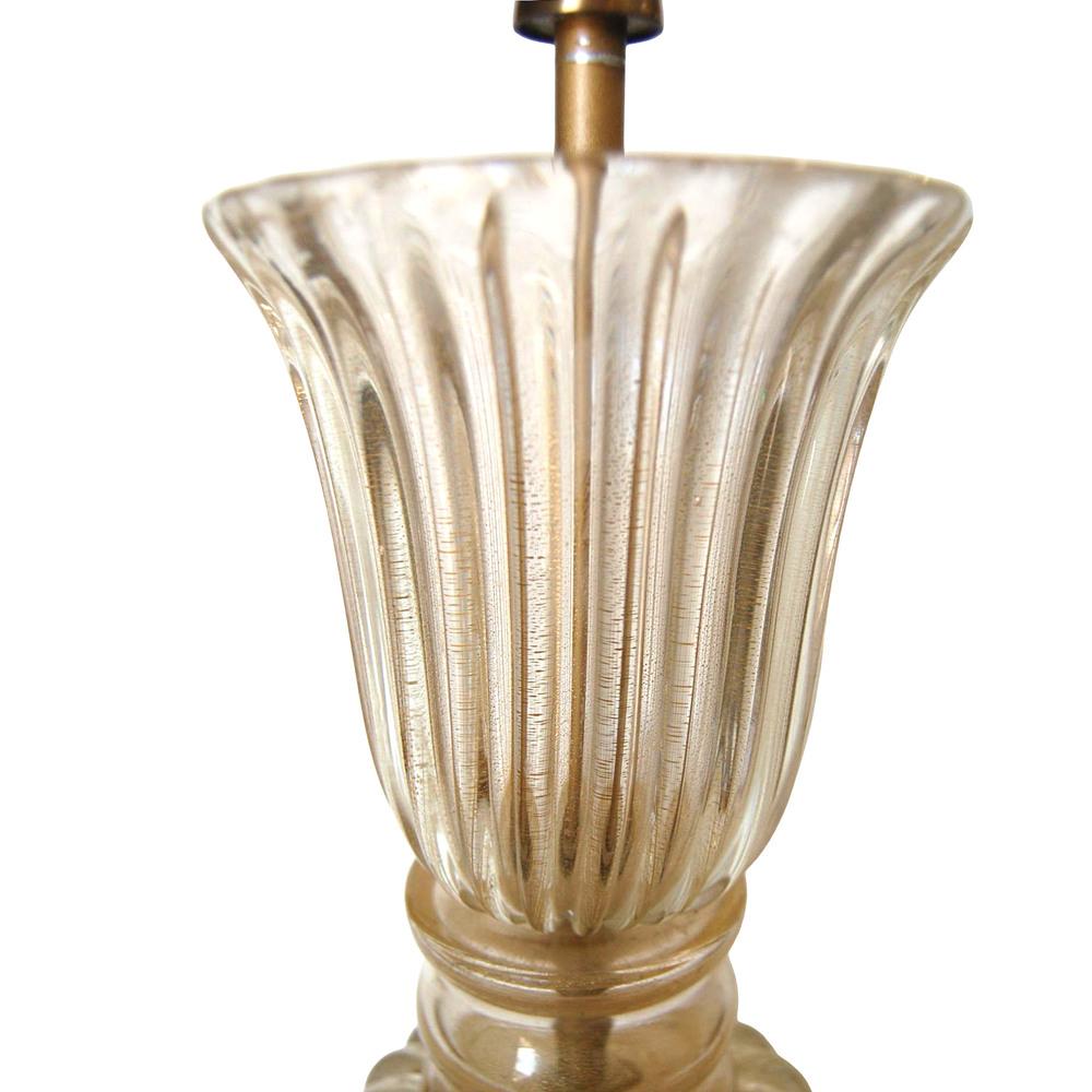 Lampe de table en verre de Murano soufflé à la main en or jaune, style Barovier Excellent état - En vente à Van Nuys, CA