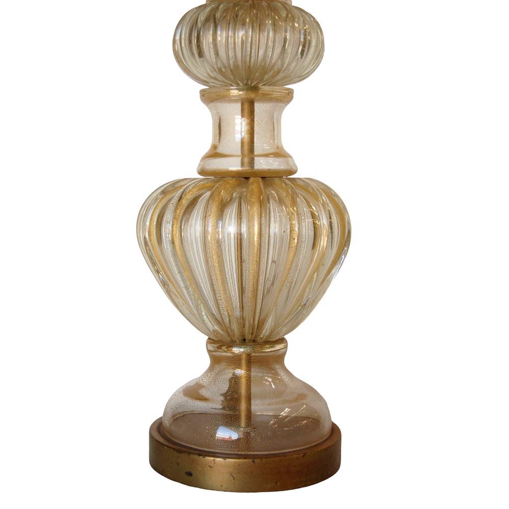 Verre Lampe de table en verre de Murano soufflé à la main en or jaune, style Barovier en vente