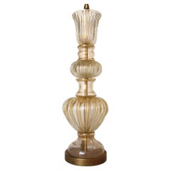 Vintage Yellow Gold Hand Blown Barovier Style Murano Glass Table Lamp