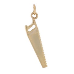 Yellow Gold Hand Saw Charm - 14k Woodworking Construction Contractor