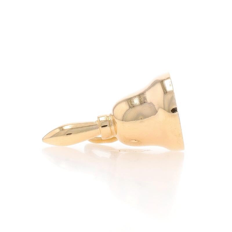 Yellow Gold Handbell Charm - 14k Musical Instrument School Teacher Clapper Moves In Excellent Condition For Sale In Greensboro, NC