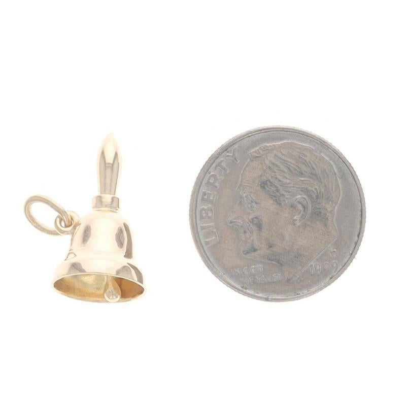Women's Yellow Gold Handbell Charm - 14k Musical Instrument School Teacher Clapper Moves For Sale