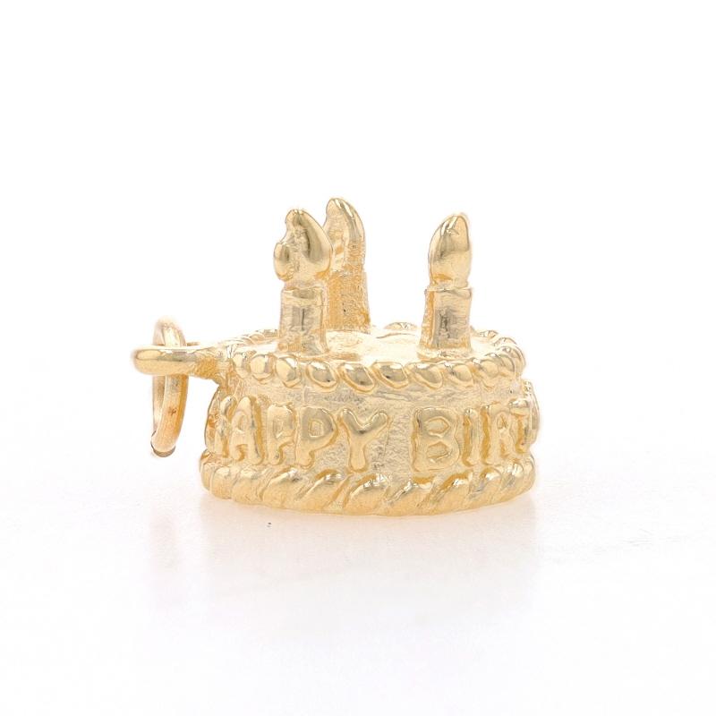 Yellow Gold Happy Birthday Charm - 14k Celebration Cake In Excellent Condition For Sale In Greensboro, NC
