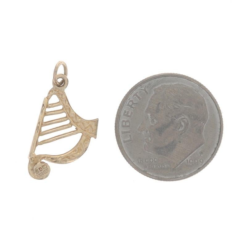 Women's Yellow Gold Harp Charm 9k Stringed Music Instrument Harpist For Sale