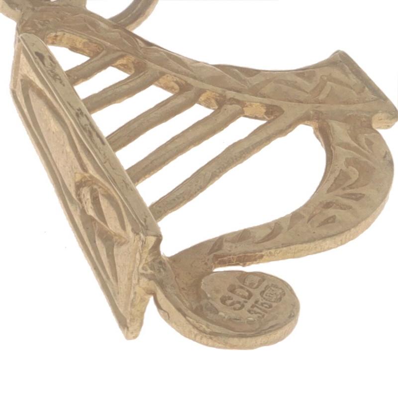 Yellow Gold Harp Charm 9k Stringed Music Instrument Harpist For Sale 1