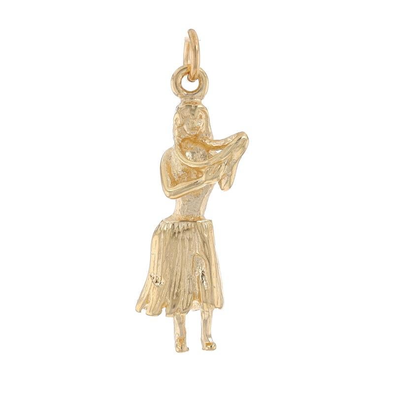 Metal Content: 14k Yellow Gold

Theme: Hawaii Hula Dancer, Travel Souvenir

Measurements

Tall (from stationary bail): 1 1/16