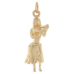 Yellow Gold Hawaii Hula Dancer Charm - 14k Travel Souvenir