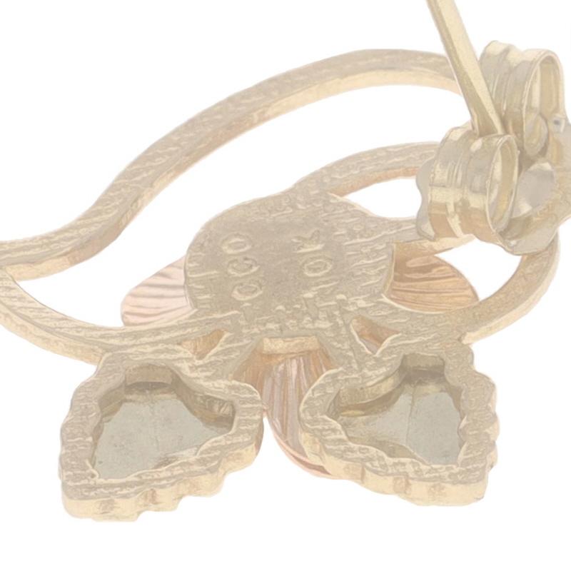 Pendientes de oro amarillo en forma de corazón Black Hills 10k Capullo de rosa perforados en venta 1