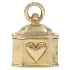 Gelbgold Herz Box Charme - 14k Liebe Keepsake