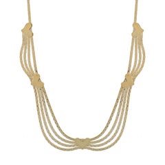 Yellow Gold Heart C-Link Station Chain Collar Necklace 16" - 14k Love Layered