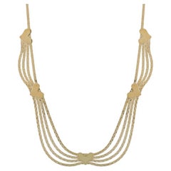 Yellow Gold Heart C-Link Station Chain Collar Necklace 16" - 14k Love Layered