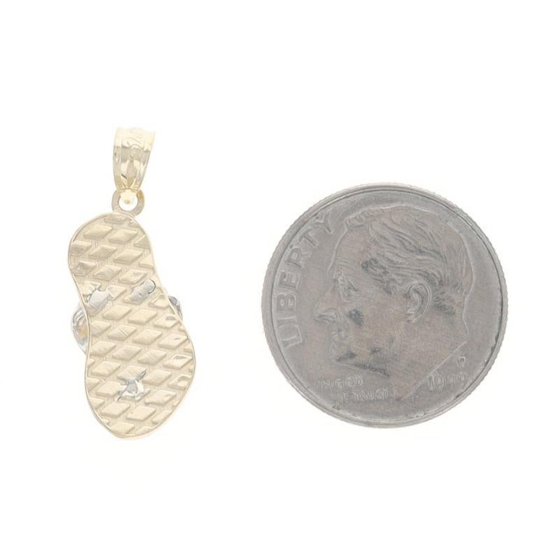 Women's Yellow Gold Heart Flip-Flop Pendant - 14k Summer Sandal Footwear For Sale