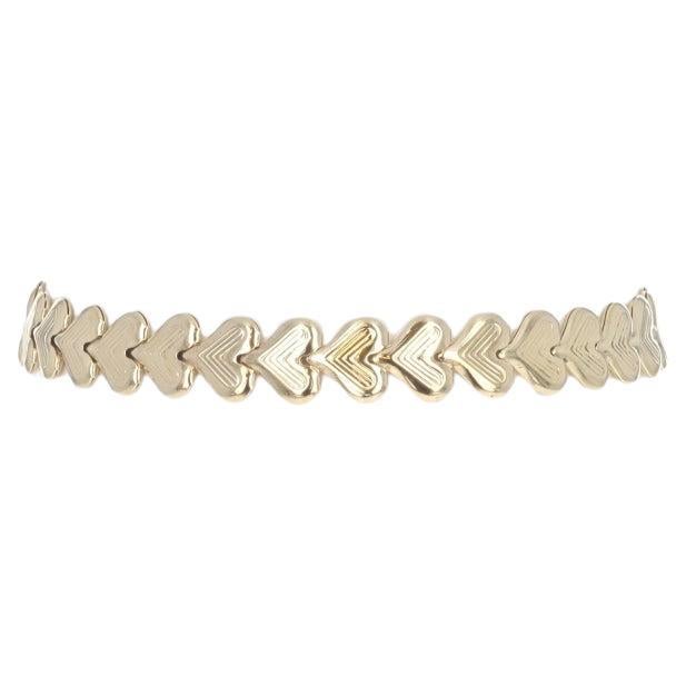 Yellow Gold Heart Link Bracelet 7" 6 1/2" 14k Love