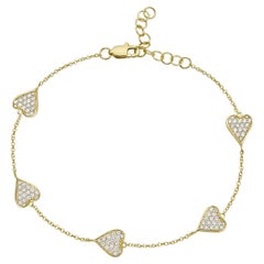 Yellow Gold Heart Link Bracelet