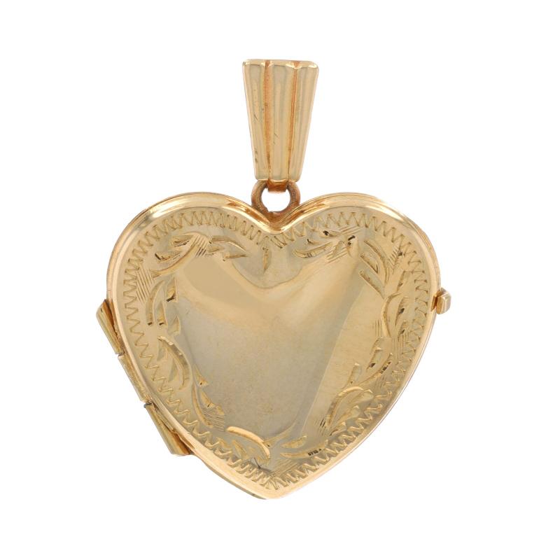 Yellow Gold Heart Locket Pendant - 10k Two Frames Love